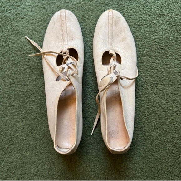 Vintage 1940s Saks Fifth Avenue White Leather Lace Up Wedge Shoes 6.5 40s 7 40’s - Picture 4 of 5